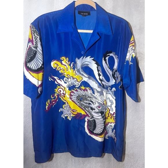 JAWS Dragon Tattoo Shirt Tokyo Drift Style 90s Y2K Post Malone Vibes Men’s L - Picture 1 of 7